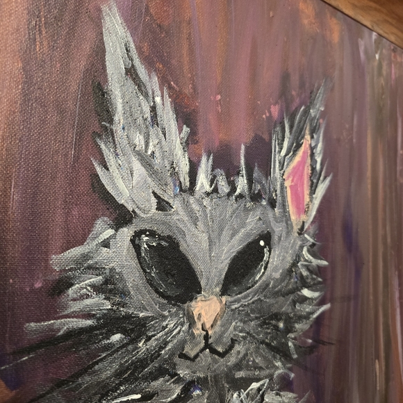 HANDCRAFTED Abstract Cat Painting HANDPAINTED Alien Artwork HANDMADE Wall Decor - Picture 17 of 17